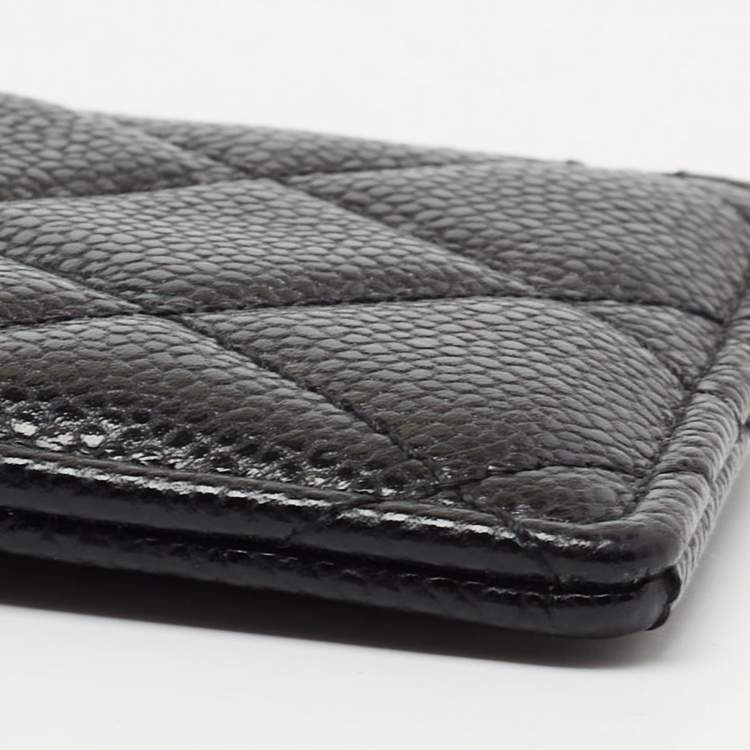 Pre Owned Chanel Black Quilted Leather Infinity Lanyard ID Card Holder