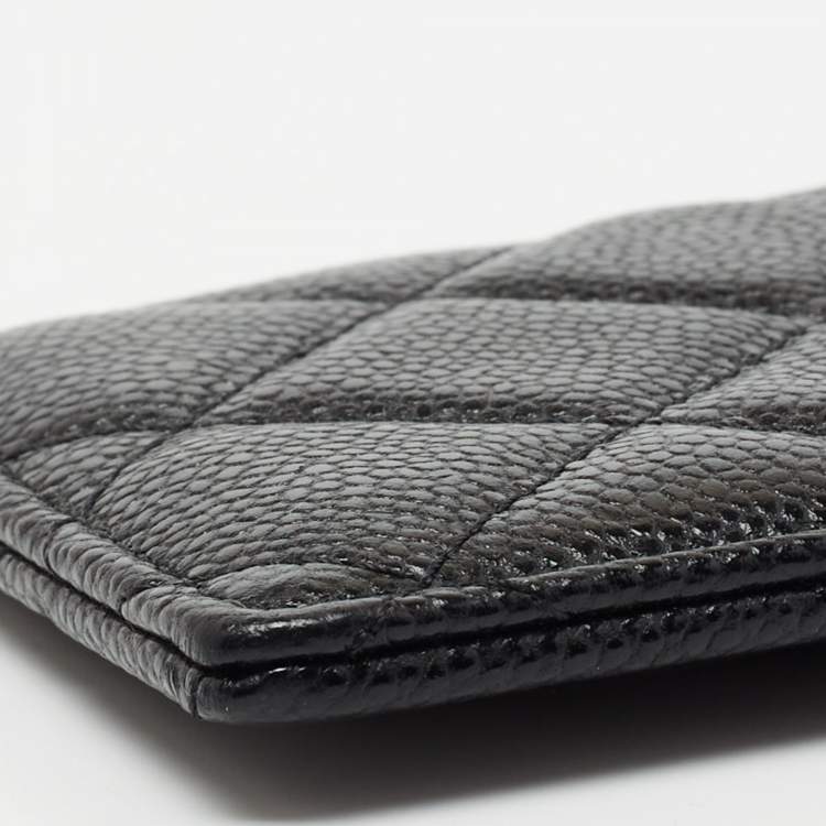 Pre Owned Chanel Black Quilted Leather Infinity Lanyard ID Card Holder