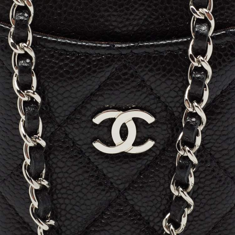 Pre Owned Chanel Black Quilted Leather Infinity Lanyard ID Card Holder