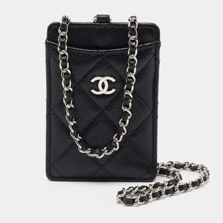 Chanel Black Quilted Leather CC ID Card Holder Chanel