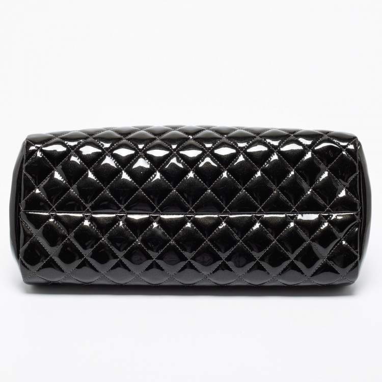 Pre Owned Chanel Grey Ombre Quilted Patent Leather Just Mademoiselle Bowler Bag