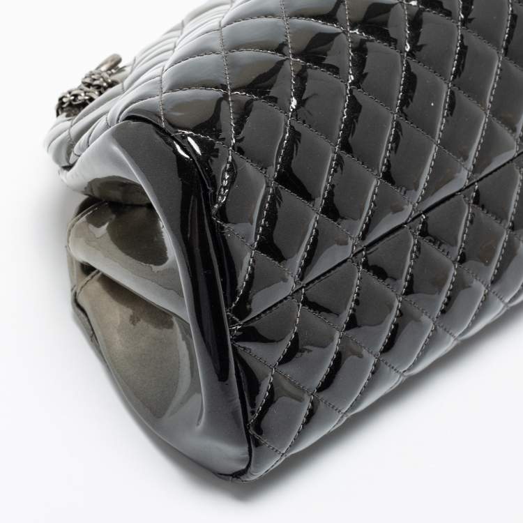 Pre Owned Chanel Grey Ombre Quilted Patent Leather Just Mademoiselle Bowler Bag