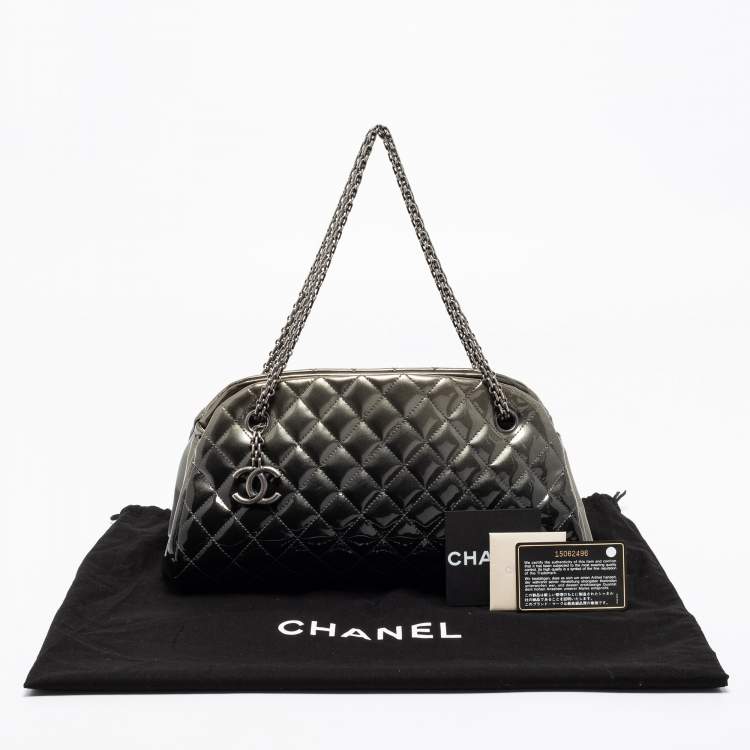 Pre Owned Chanel Grey Ombre Quilted Patent Leather Just Mademoiselle Bowler Bag