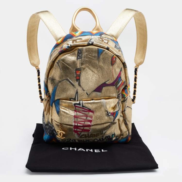 Pre Owned Chanel Multicolor Printed Canvas New York Street Spirit Backpack