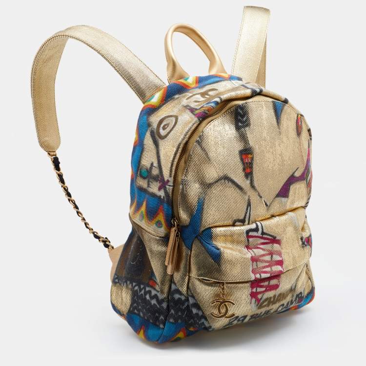 Pre Owned Chanel Multicolor Printed Canvas New York Street Spirit Backpack
