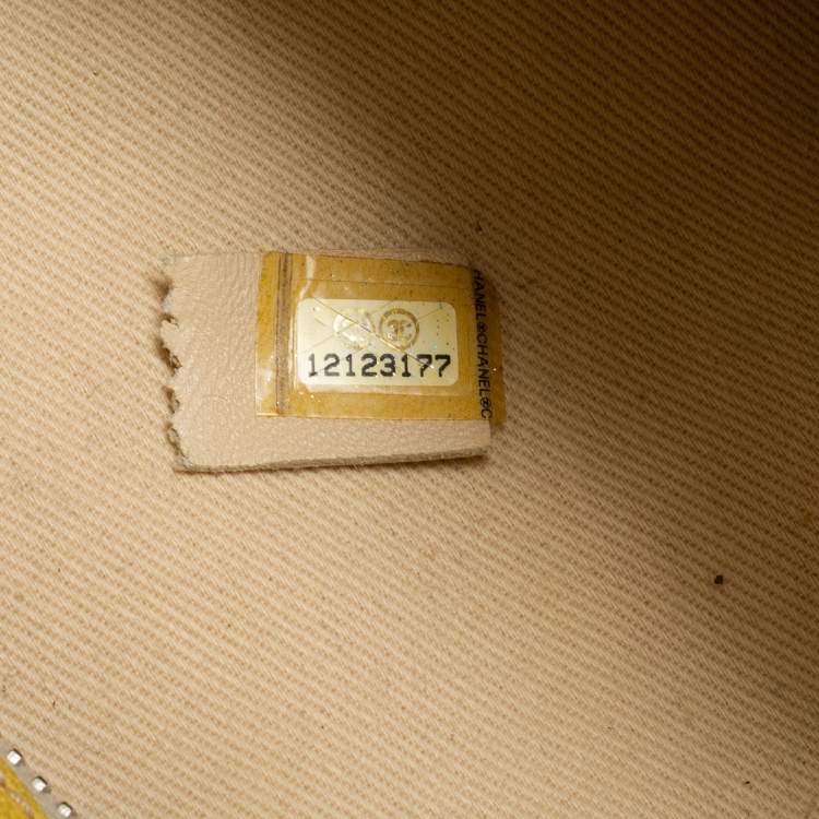 Pre Owned Chanel Beige/Yellow Canvas Weekend Boston Bag