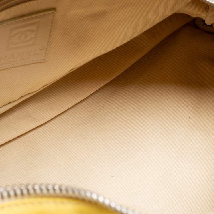 Pre Owned Chanel Beige/Yellow Canvas Weekend Boston Bag