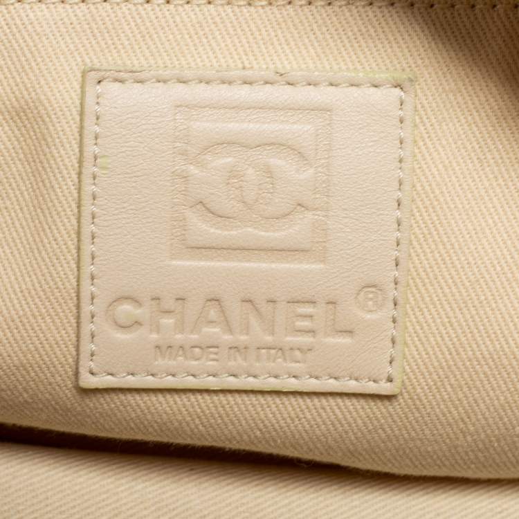 Pre Owned Chanel Beige/Yellow Canvas Weekend Boston Bag