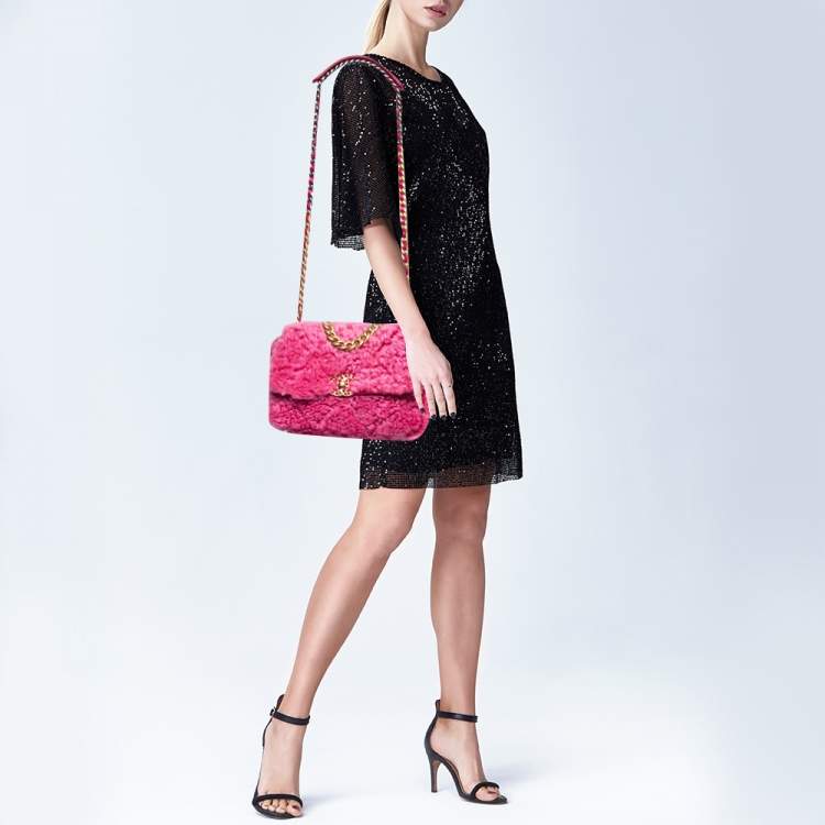 Chanel Shearling Medium 19 Flap Bag - Black Shoulder Bags