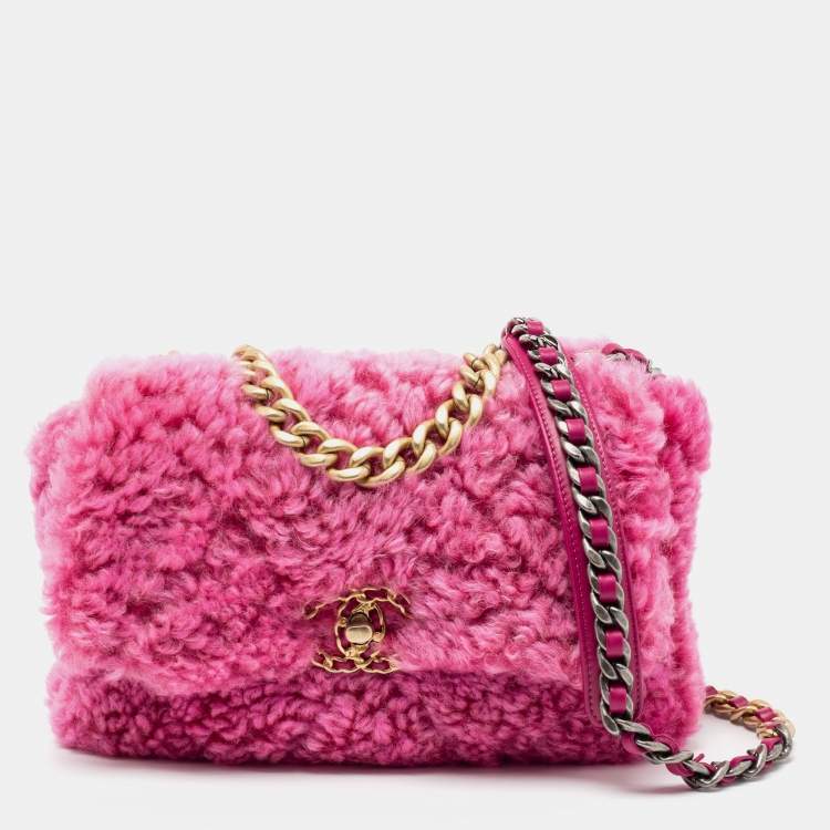 Chanel Pink Shearling Medium 19 Flap Shoulder Bag Chanel | The Luxury Closet