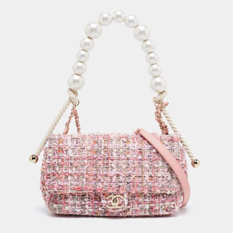 Chanel Pink Tweed Pearl Handle Flap Bag Chanel | The Luxury Closet