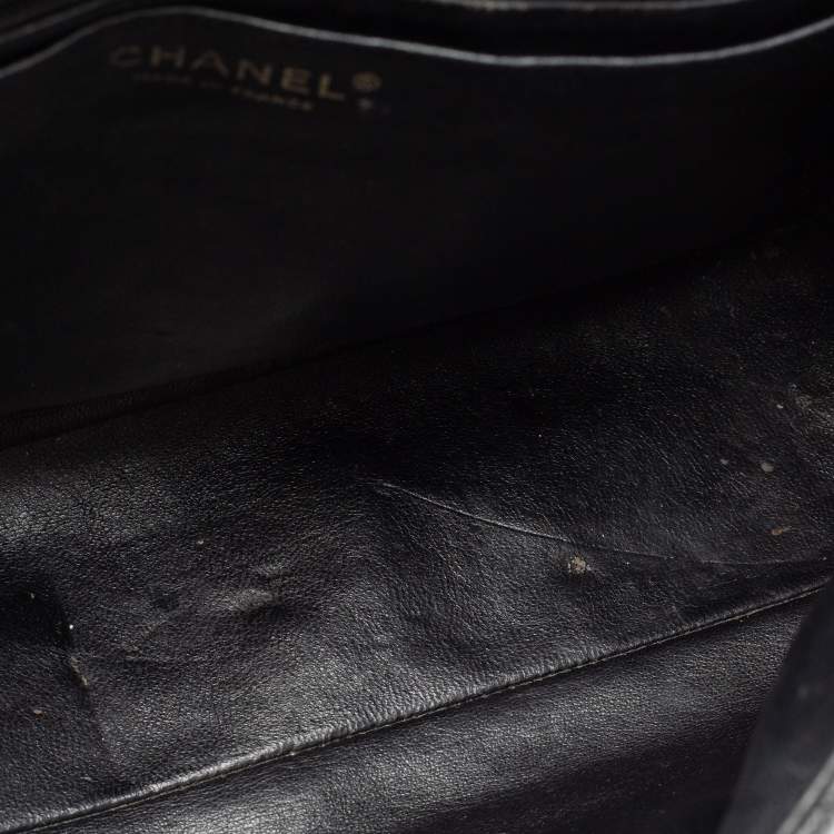 Pre Owned Chanel Black Quilted Leather Jumbo Classic Single Flap Shoulder Bag
