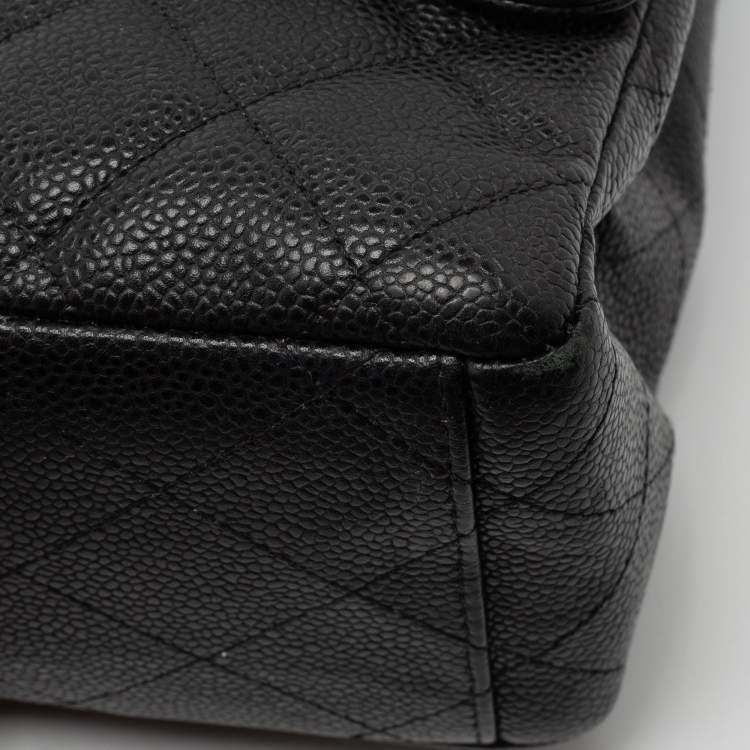 Pre Owned Chanel Black Quilted Leather Jumbo Classic Single Flap Shoulder Bag