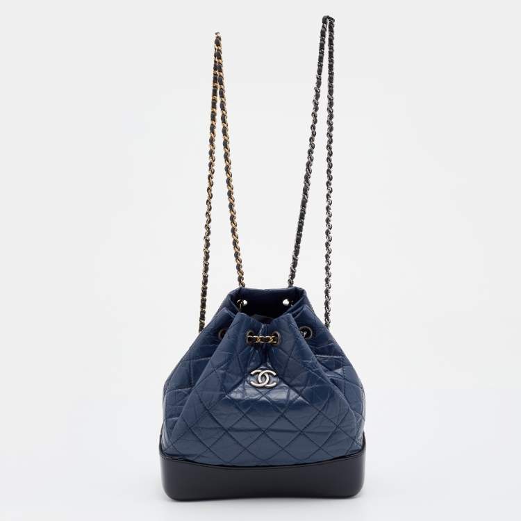 Chanel Blue/Black Quilted Aged Leather Small Gabrielle Backpack Chanel |  The Luxury Closet