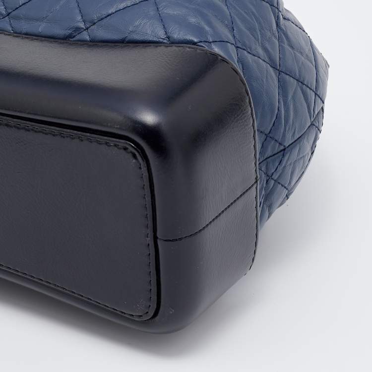 Pre Owned Chanel Blue/Black Quilted Aged Leather Small Gabrielle Backpack