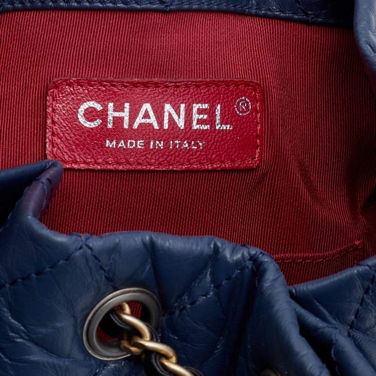 Pre Owned Chanel Blue/Black Quilted Aged Leather Small Gabrielle Backpack