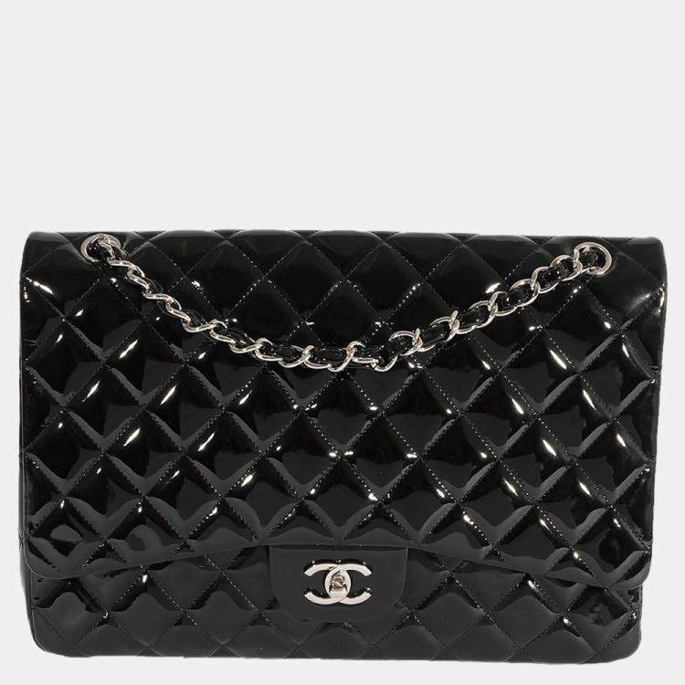  CHANEL Women's Pre-Loved Black Patent New Classic Maxi Bag,  Black, One Size : Luxury Stores