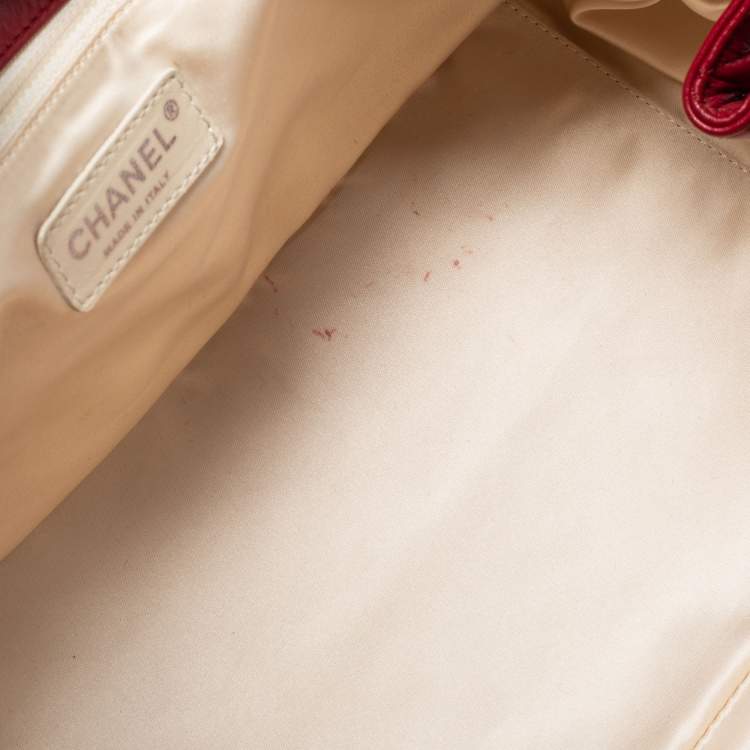Pre Owned Chanel Red Quilted Leather East West Reissue Flap Bag