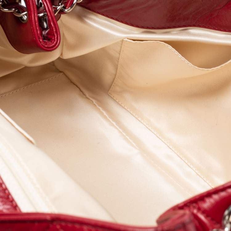 Pre Owned Chanel Red Quilted Leather East West Reissue Flap Bag