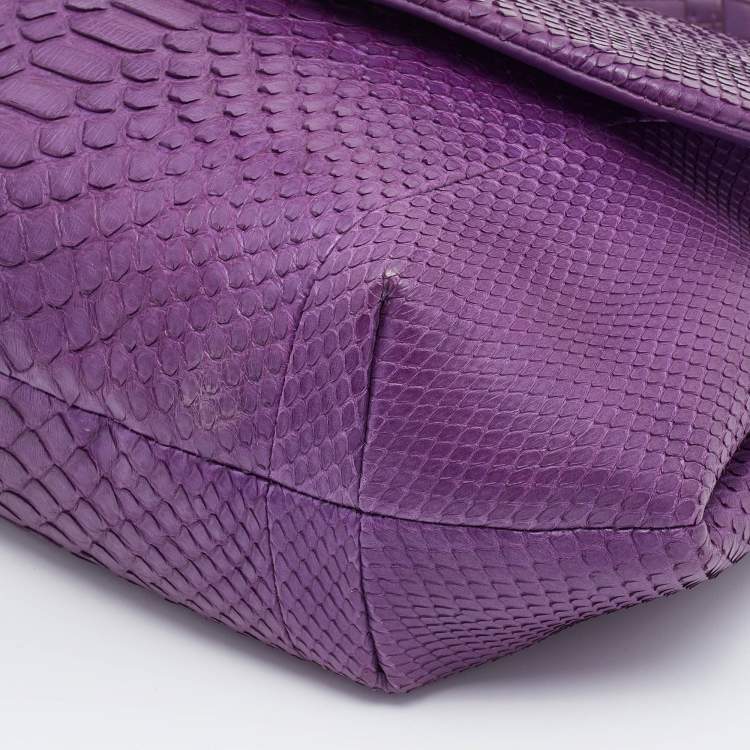 Pre Owned Chanel Purple Python Crossbody Flap Bag