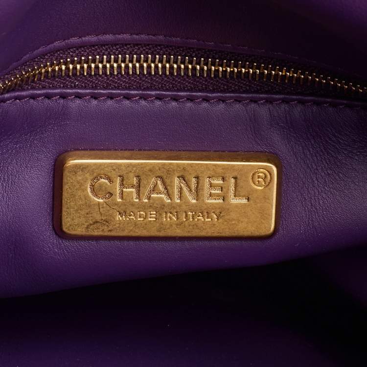 Pre Owned Chanel Purple Python Crossbody Flap Bag
