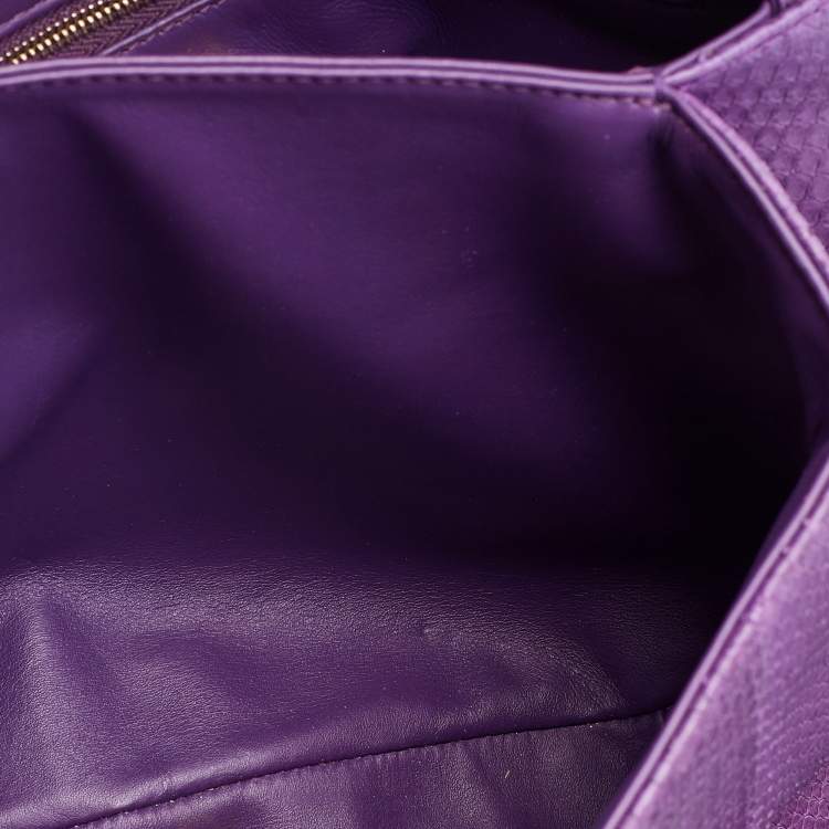 Pre Owned Chanel Purple Python Crossbody Flap Bag