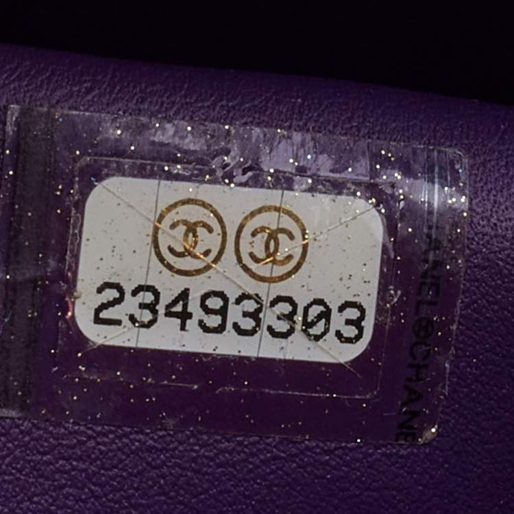 Pre Owned Chanel Purple Python Crossbody Flap Bag