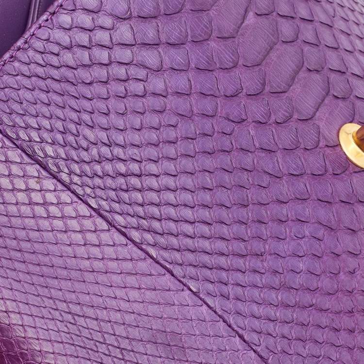 Pre Owned Chanel Purple Python Crossbody Flap Bag