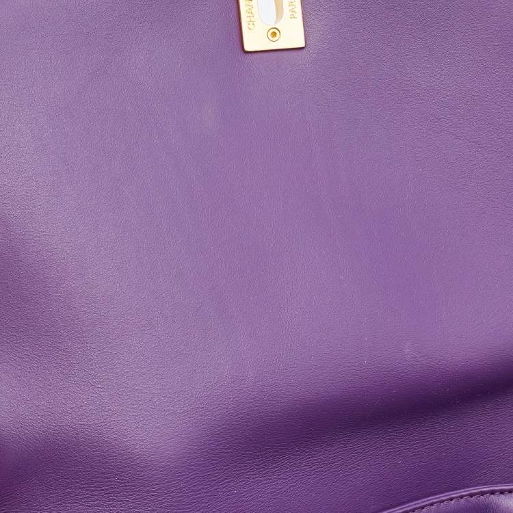 Pre Owned Chanel Purple Python Crossbody Flap Bag