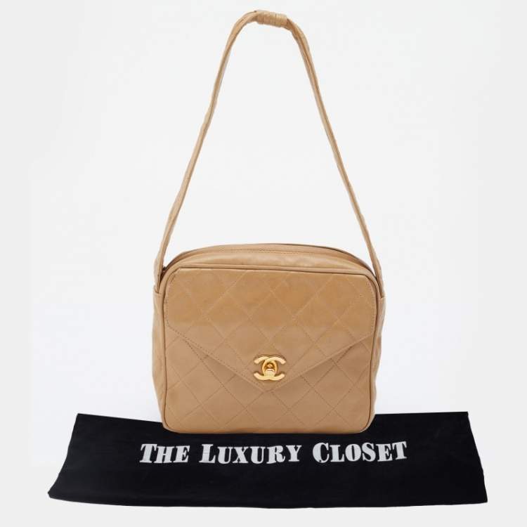 Chanel Beige Quilted Leather Vintage Camera Bag Chanel The Luxury Closet