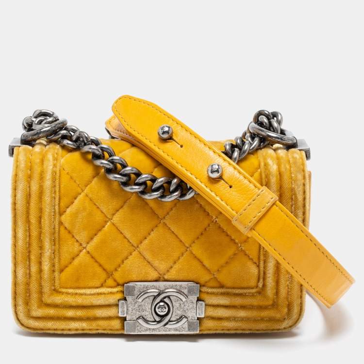Chanel Yellow Quilted Velvet Mini Boy Flap Bag Chanel | The Luxury Closet