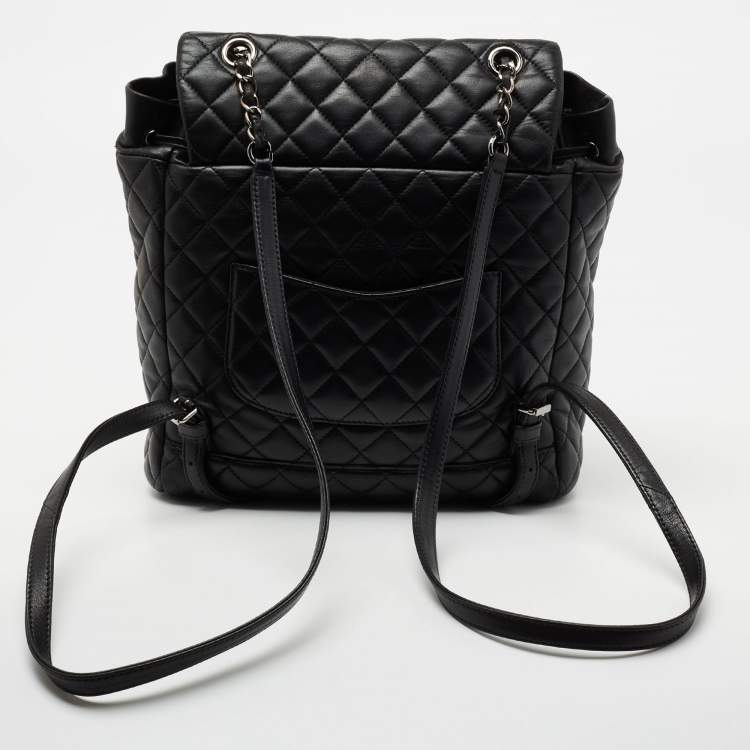 Pre Owned Chanel Black Quilted Leather Large Urban Spirit Backpack 