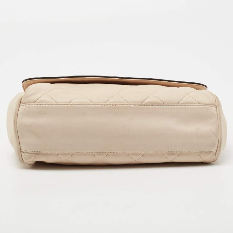 Pre Owned Chanel Beige/Brown Quilted Leather Reissue Shoulder Bag