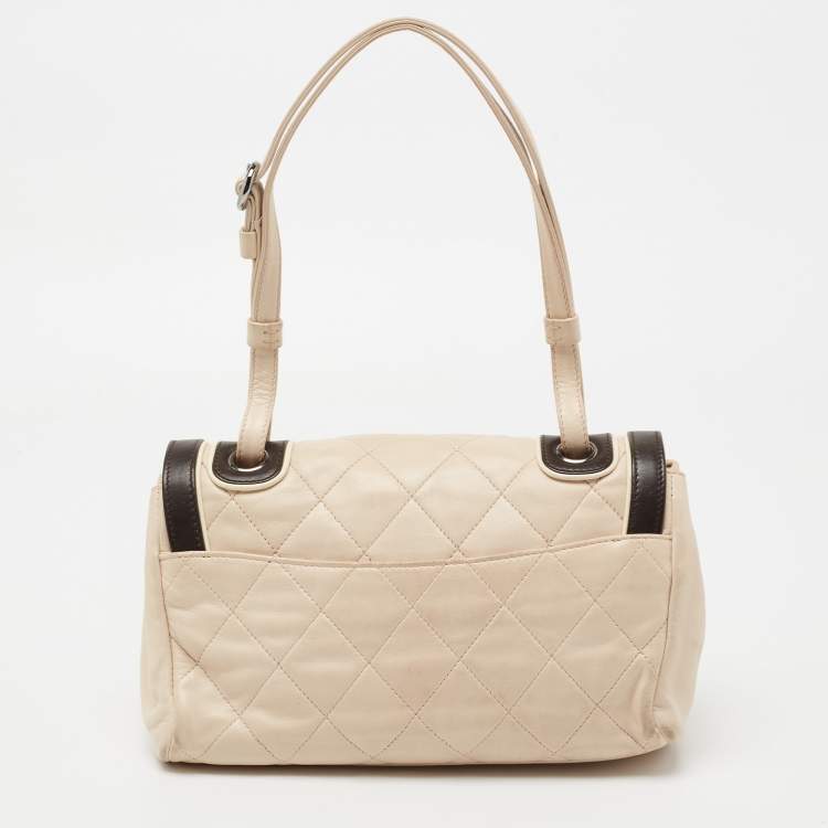 Pre Owned Chanel Beige/Brown Quilted Leather Reissue Shoulder Bag