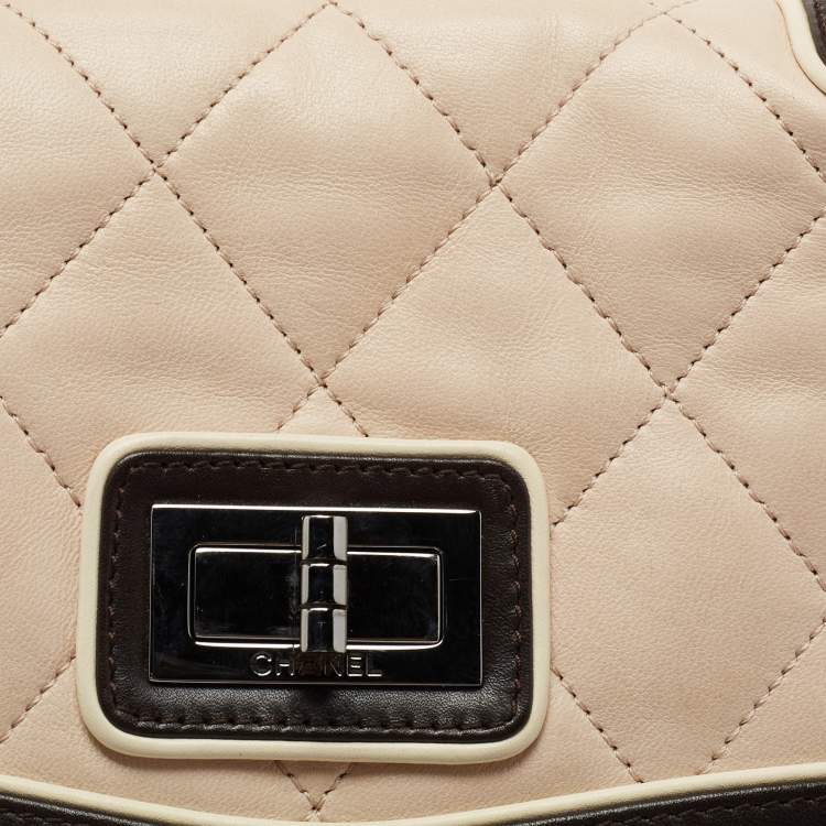Pre Owned Chanel Beige/Brown Quilted Leather Reissue Shoulder Bag