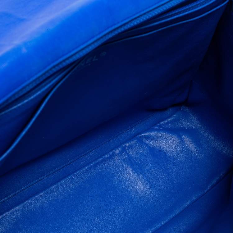 Pre Owned Chanel Blue Quilted Leather Maxi Classic Single Flap Shoulder Bag