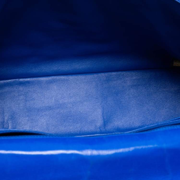 Pre Owned Chanel Blue Quilted Leather Maxi Classic Single Flap Shoulder Bag