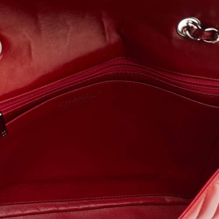 Pre Owned Chanel Red Quilted Leather Jumbo Classic Single Flap Bag