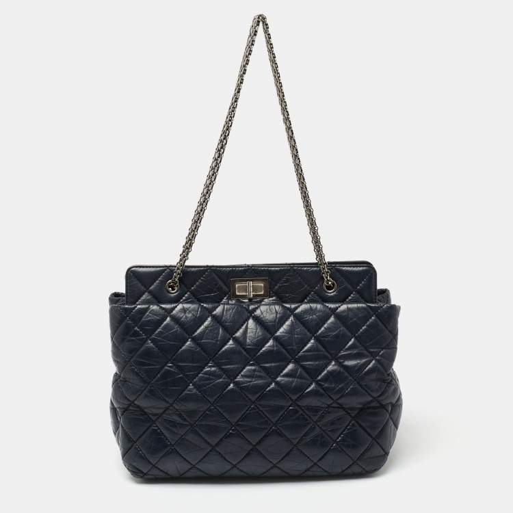 Chanel Navy Blue Quilted Leather 2.55 Reissue Grand Shopping Tote