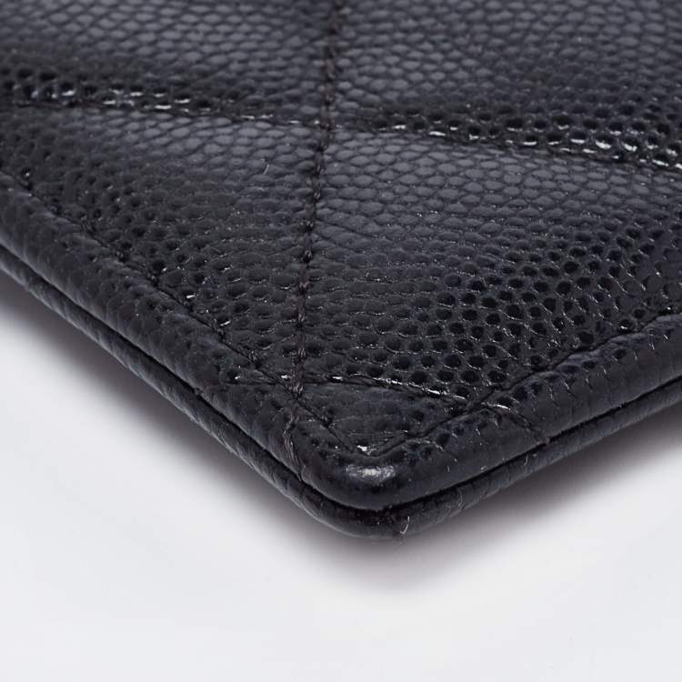 Pre Owned Chanel Black Quilted Leather CC ID Card Holder
