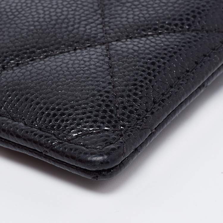 Pre Owned Chanel Black Quilted Leather CC ID Card Holder