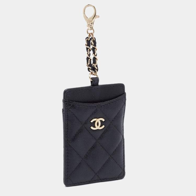 Pre Owned Chanel Black Quilted Leather CC ID Card Holder