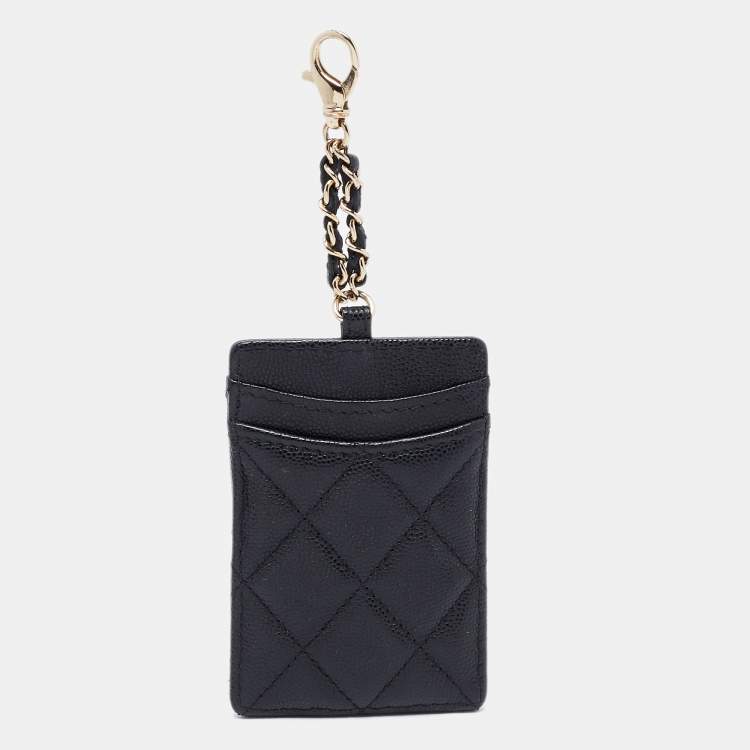 Pre Owned Chanel Black Quilted Leather CC ID Card Holder