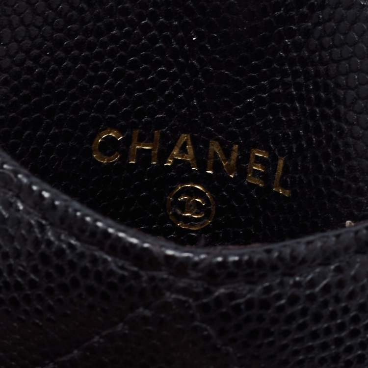 Pre Owned Chanel Black Quilted Leather CC ID Card Holder