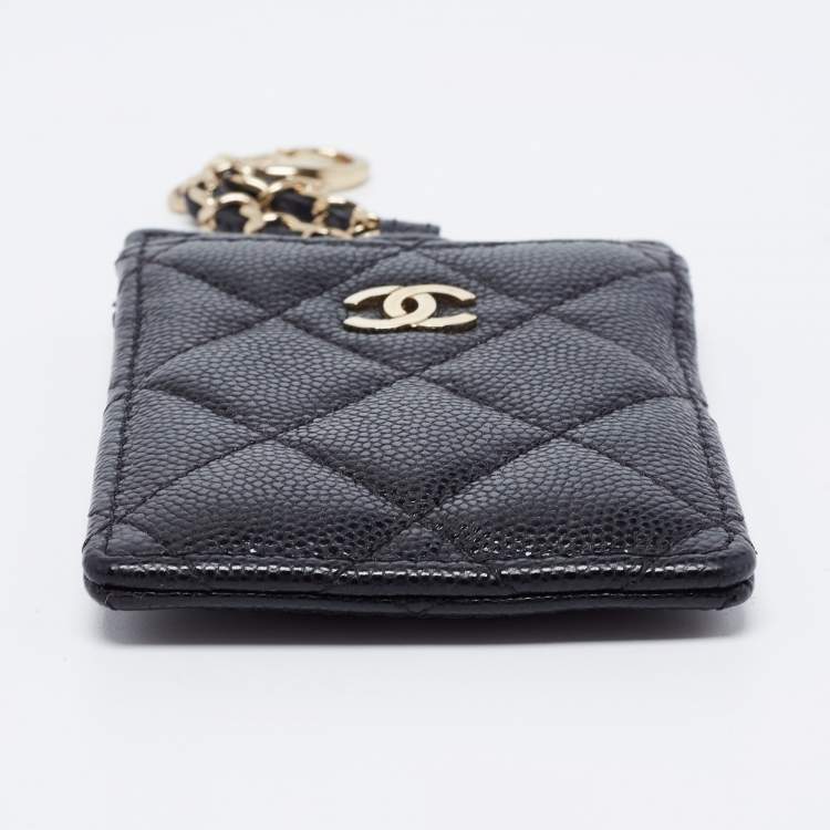 Pre Owned Chanel Black Quilted Leather CC ID Card Holder