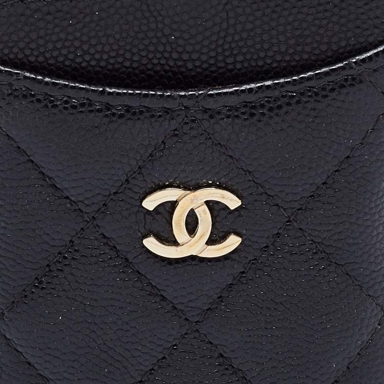 Pre Owned Chanel Black Quilted Leather CC ID Card Holder