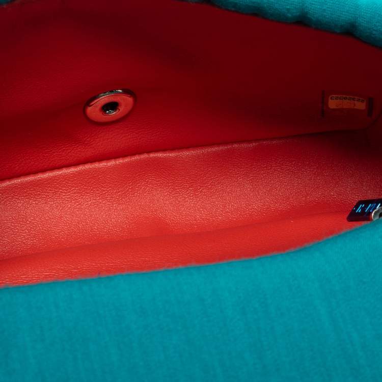 Pre Owned Chanel Aqua Green Vertical Quilted Jersey Mini Flap Bag