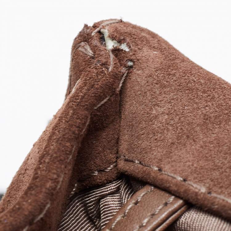 Pre Owned Chanel Brown Quilted Suede Large Boy Bag