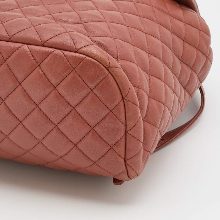 Pre Owned Chanel Rust Brown Quilted Leather Large Urban Spirit Backpack