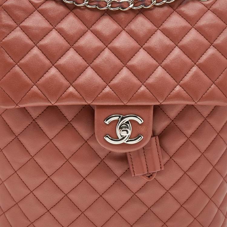 Pre Owned Chanel Rust Brown Quilted Leather Large Urban Spirit Backpack